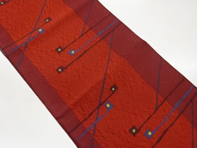 JAPANESE KIMONO / NAGOYA OBI / CHIKUZEN HAKATA / MATELASS / WOVEN GEOMETRIC PATTERN 